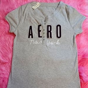 AEROPOSTALE, RIBBED SHORT SLEEVED TSHIRT. SIZE XL, GREY, NWT